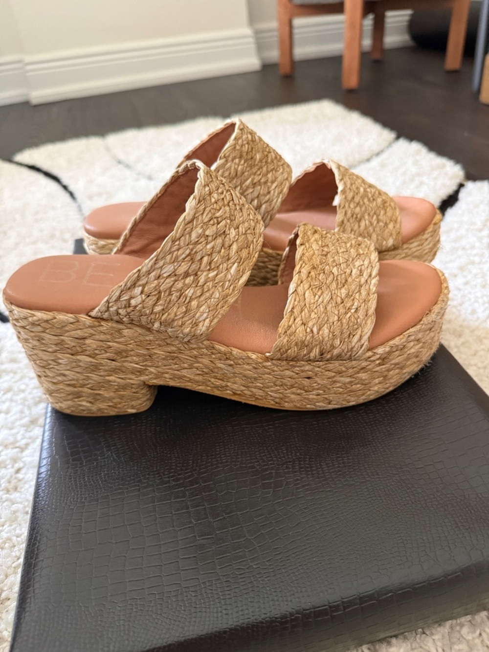 BEACH by Matisse Natural Woven Platform Slide Sandals - Tan